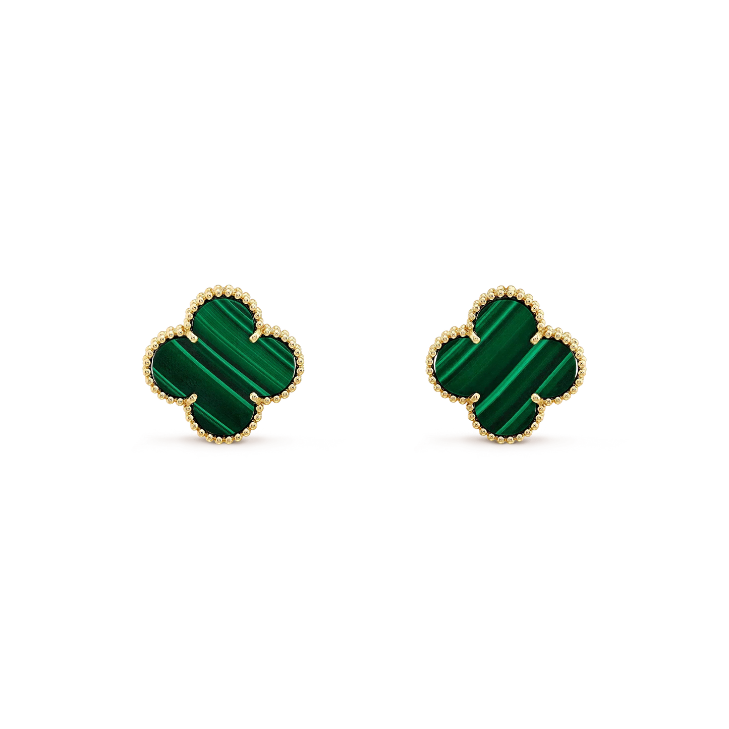 [AURORA]CLOVER MINI 9.5MM MALACHITE  EARRINGS