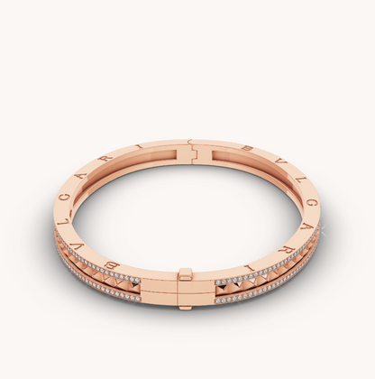 [AURORA]ZERO 1 SPIRAL AND PAVED DIAMOND PINK GOLD BRACELET