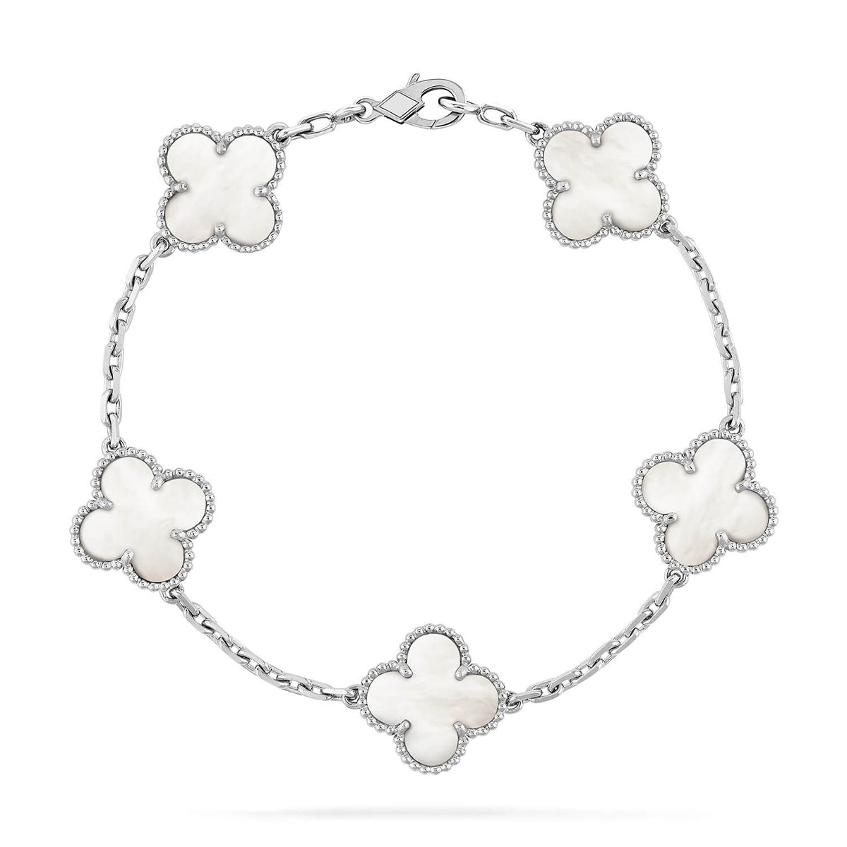[AURORA]CLOVER WHITE PEARL MOP 5 MOTIF BRACELET COLLECTION