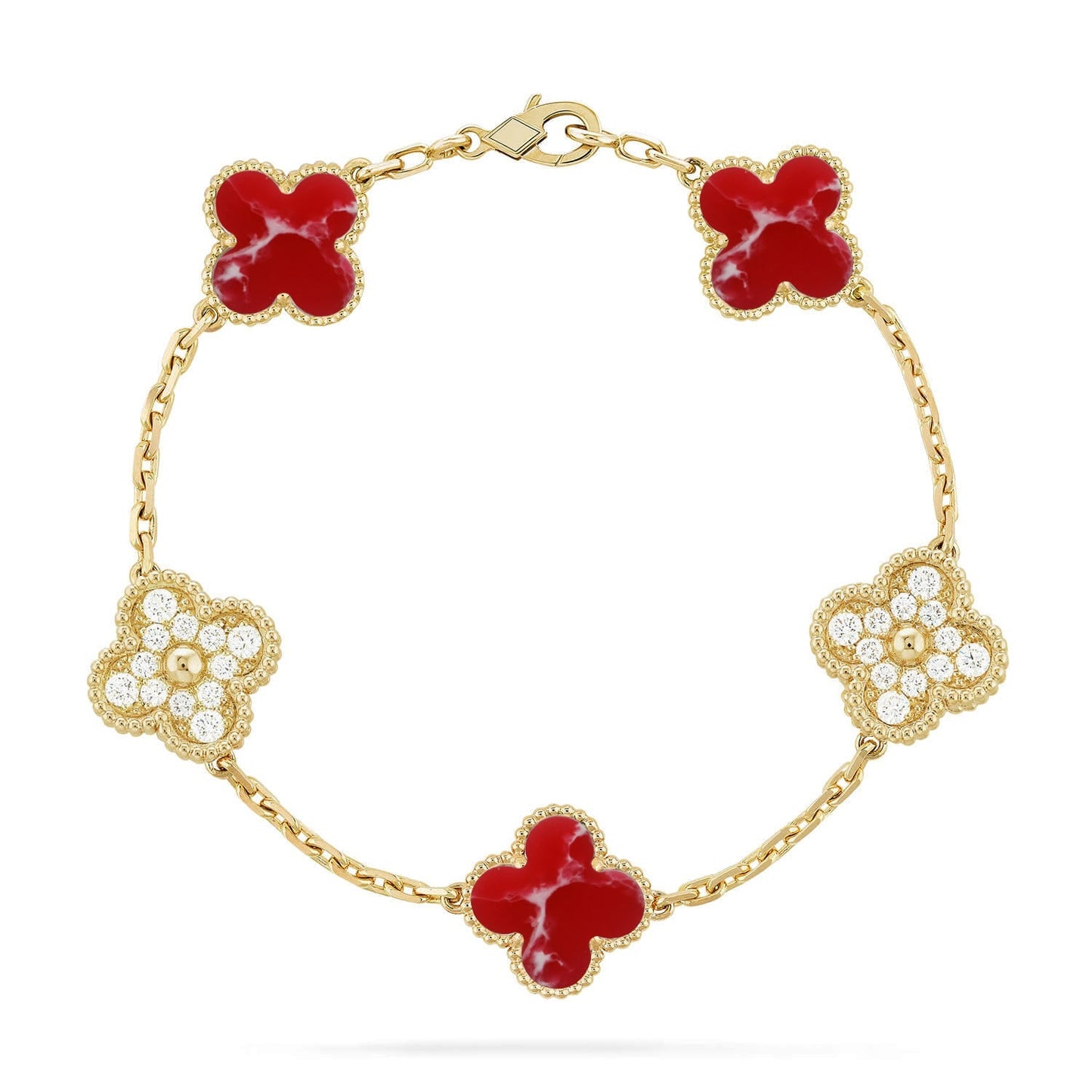 [AURORA]CLOVER 5 MOTIF RED PATTERN BRACELET COLLECTION