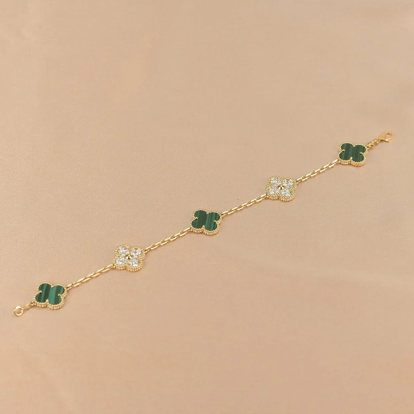 [AURORA]CLOVER 5 MOTIF MALACHITE BRACELET COLLECTION