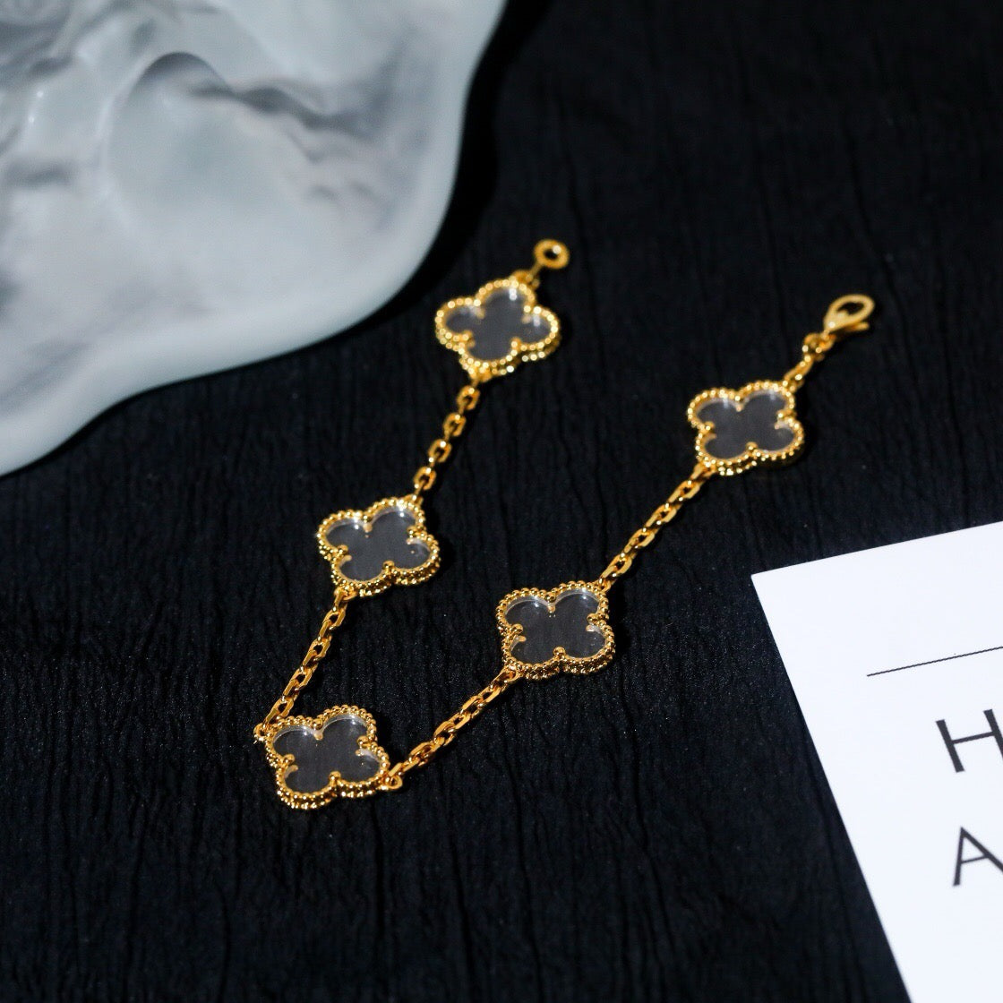 [AURORA]CLOVER 5 MOTIF ROCK CRYSTAL BRACELET