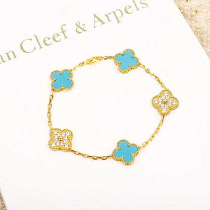 [AURORA] CLOVER 5 MOTIF TURQUOISE BRACELET COLLECTION