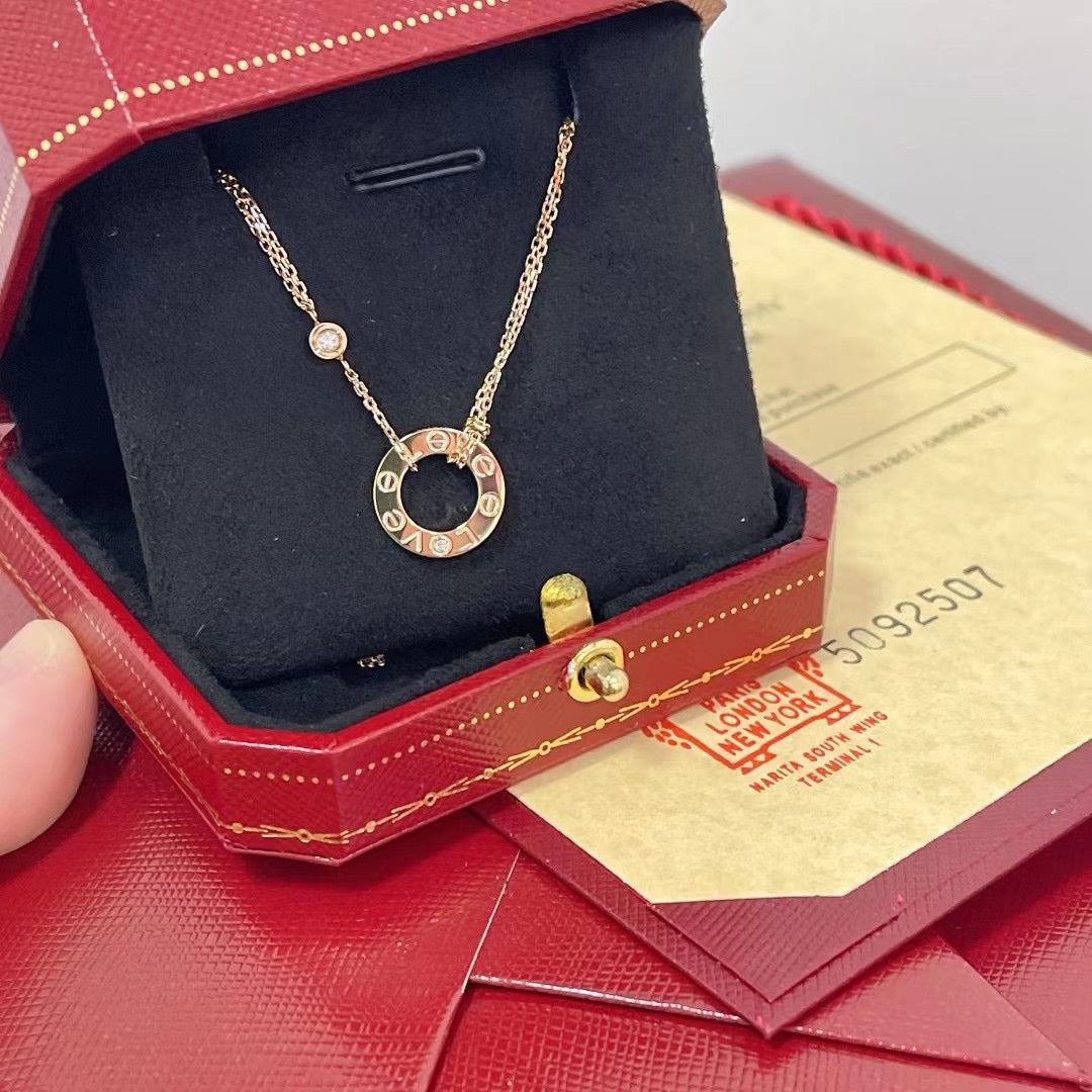 [AURORA]LOVE NECKLACE 16MM 2 DIAMONDS