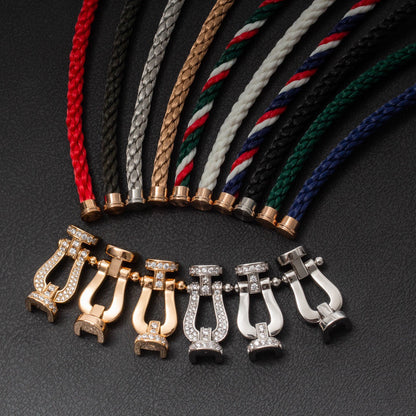 [AURORA]FORCE LARGE HORSESHOE HALF DIAMOND BRACELET GOLD