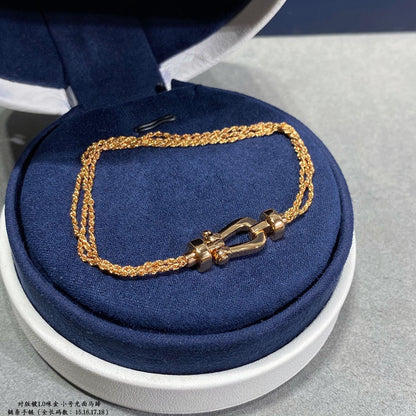 [AURORA]FORCE SMALL HORSESHOE  DIAMOND CHAIN ROPE BRACELET