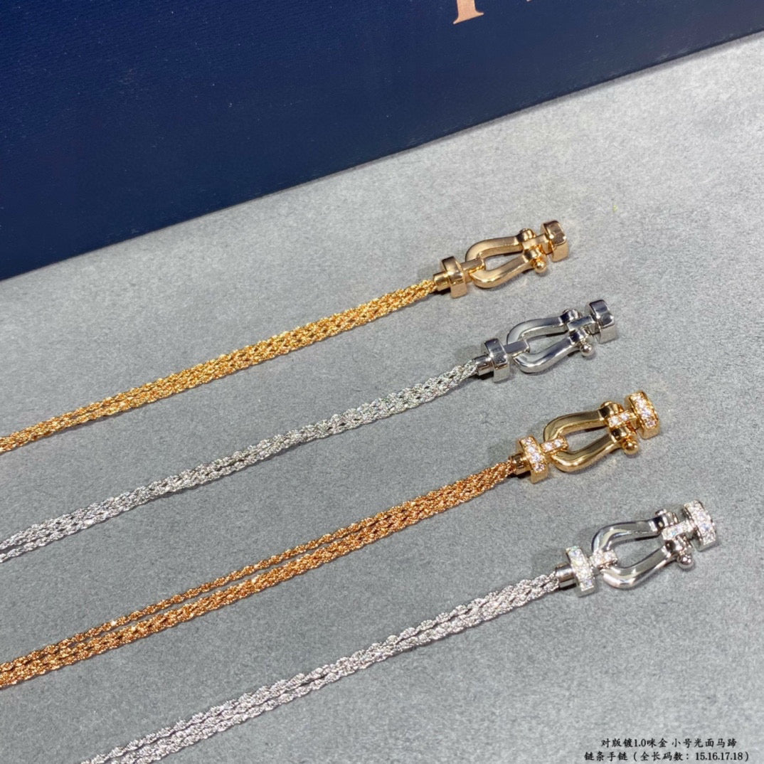 [AURORA]FORCE SMALL HORSESHOE  DIAMOND CHAIN ROPE BRACELET