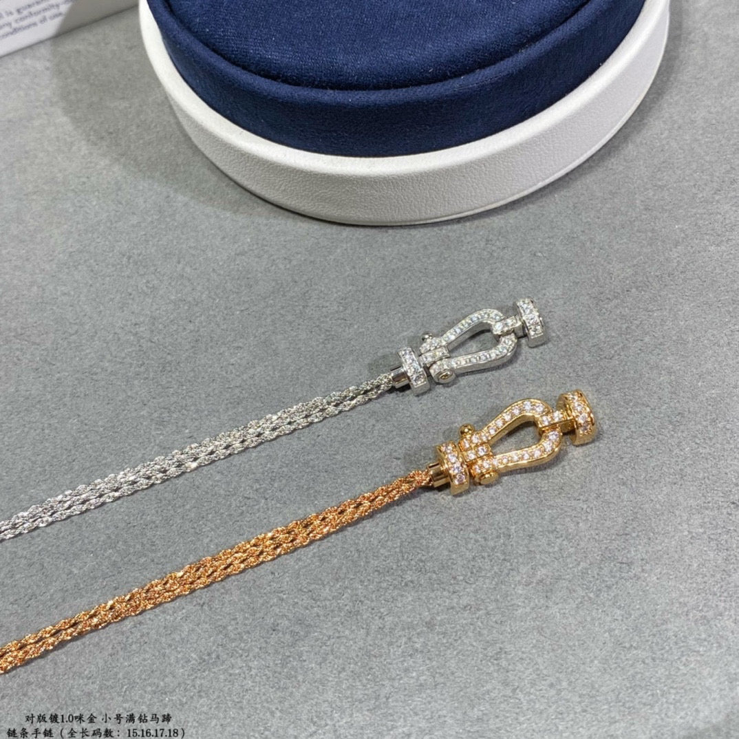 [AURORA]FORCE SMALL HORSESHOE  DIAMOND CHAIN ROPE BRACELET