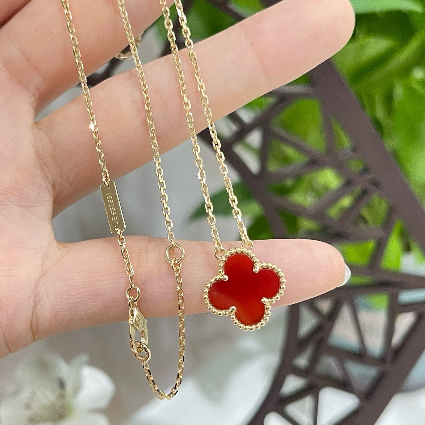 [basloveJW]CLOVER 15MM KARNEOL EINZELNE BLUMENKETTE