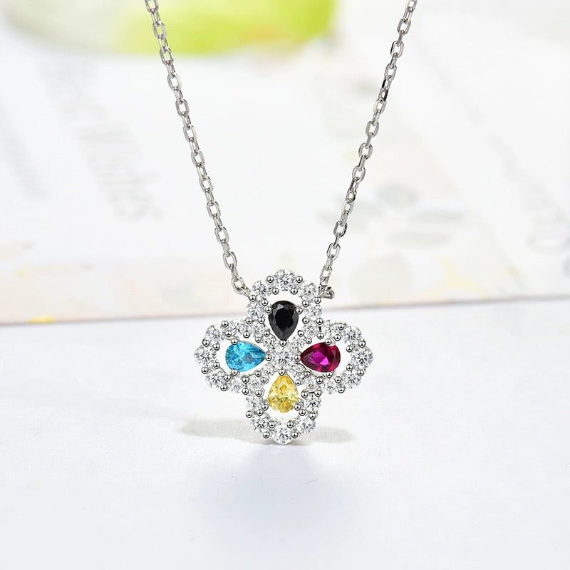 [AURORA]LOOP NECKLACE FULL MOTIF DIAMOND 16MM MULTIPLE COLORS