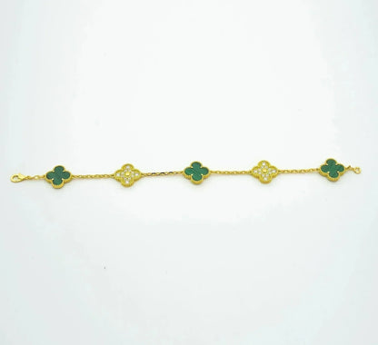 [AURORA]CLOVER 5 MOTIF MALACHITE BRACELET COLLECTION
