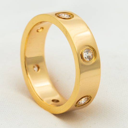 [AURORA]LOVE RING 5.5MM 6 DIAMONDS PINK GOLD