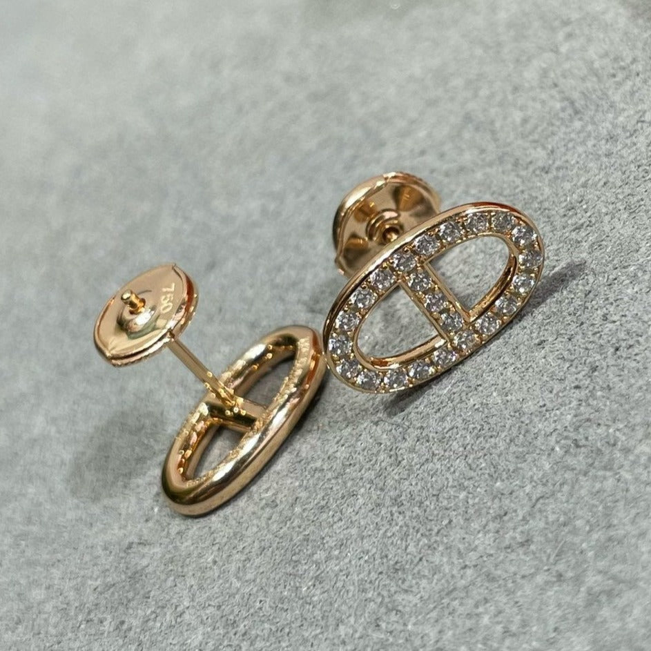 [AURORA]HM FULL DIAMOND PIG NOSE STUD EARRINGS