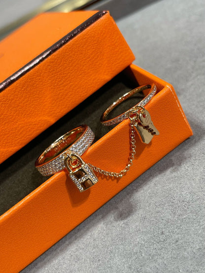 [AURORA]HM KELLY CLOCHETTE DOUBLE RING IN  WITH DIAMONDS