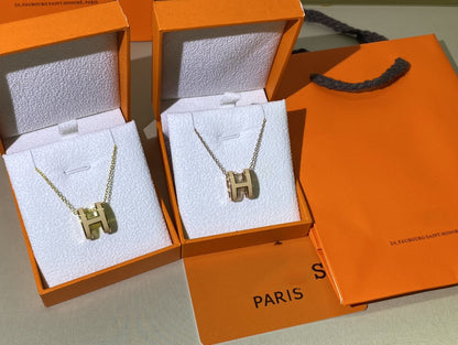 [AURORA]HM CLIC YELLOW ENAMEL GOLD NECKLACE