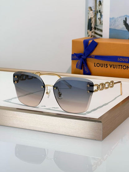 Frameless Gradient Chain Sunglasses