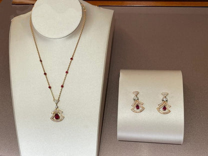 [AURORA]DREAM NECKLACE CARNELIAN DIAMOND PINK GOLD