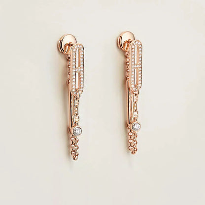 [AURORA]CHAINE CHAOS DIAMOND DROP EARRINGS