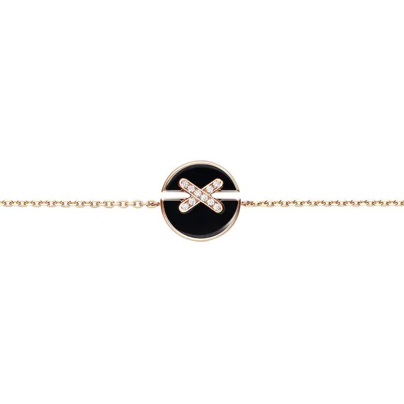 [AURORA]JEUX DE ARMBAND ONYX ROSA GOLD DIAMANTEN