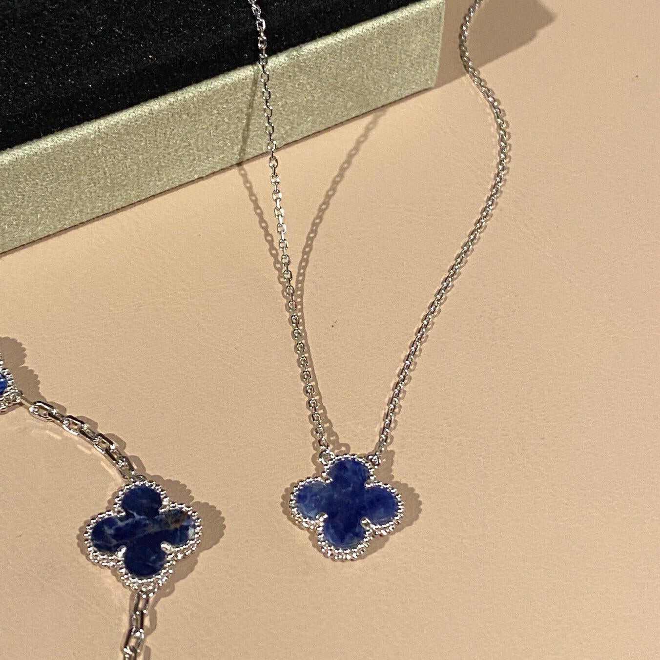 [AURORA]CLOVER 15MM PIETERSITE NECKLACE SILVER