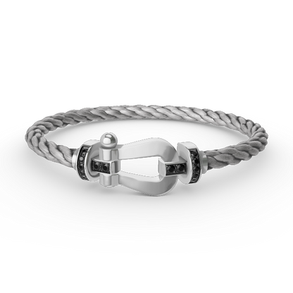 [AURORA]FORCE LARGE HORSESHOE BLACK DIAMOND BRACELET SILVER