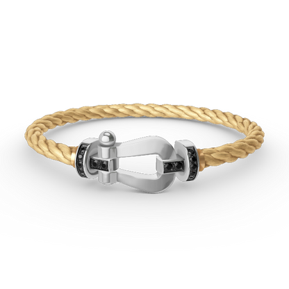 [AURORA]FORCE LARGE HORSESHOE BLACK DIAMOND BRACELET SILVER