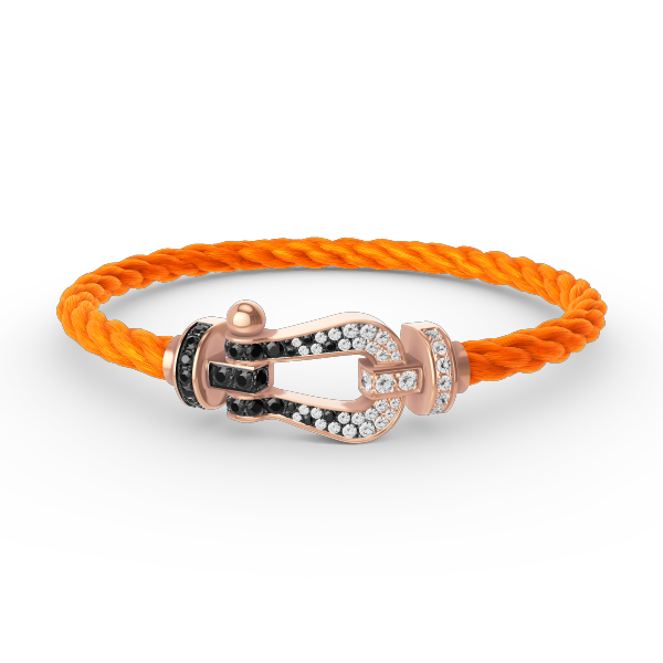 [AURORA]FORCE LARGE HORSESHOE BLACK WHITE DIAMOND BRACELET ROSE GOLD