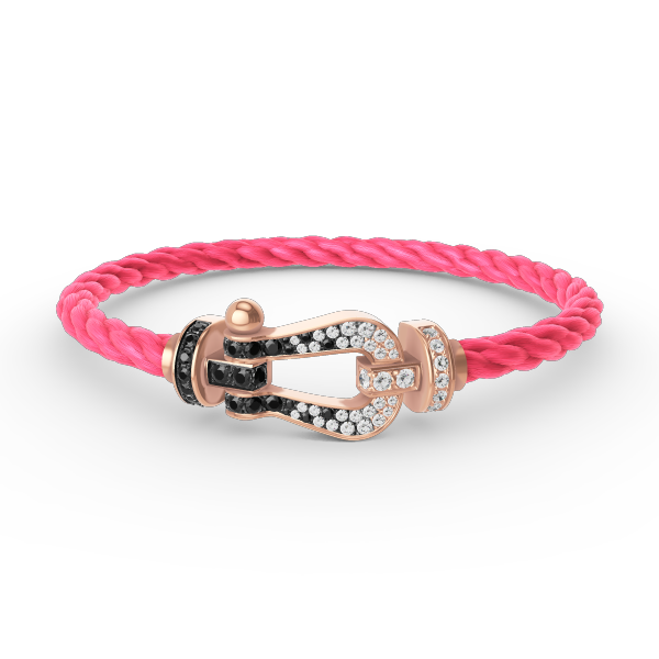 [AURORA]FORCE LARGE HORSESHOE BLACK WHITE DIAMOND BRACELET ROSE GOLD
