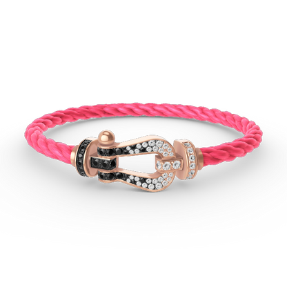 [AURORA]FORCE LARGE HORSESHOE BLACK WHITE DIAMOND BRACELET ROSE GOLD