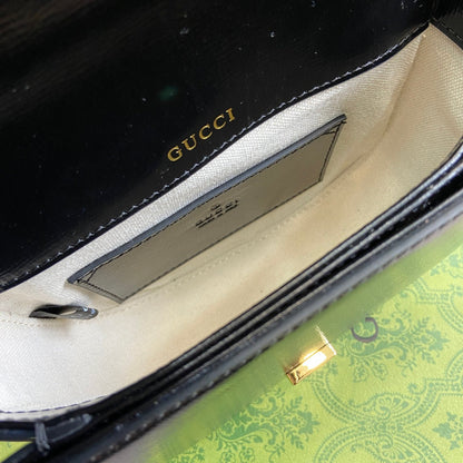 HORSEBIT 1955 MINI TOP HANDLE BAG 18 IN BLACK CALFSKIN GOLD HARDWARE