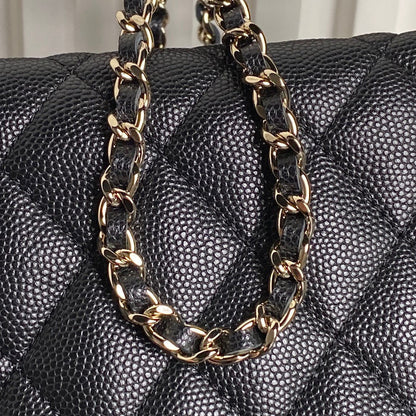 HOBO BAG 21 IN BLACK GRAINED CALFSKIN GOLD HARDWARE