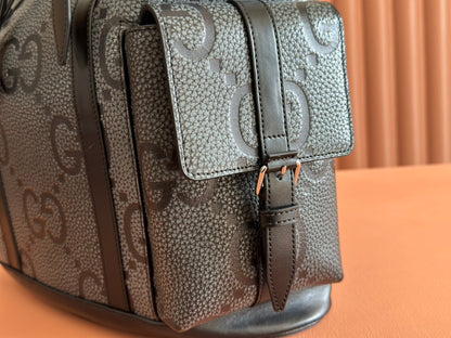 LARGE BACKPACK JUMBO 41 IN GREY AND BLACK GRAINY GG LAMBSKIN