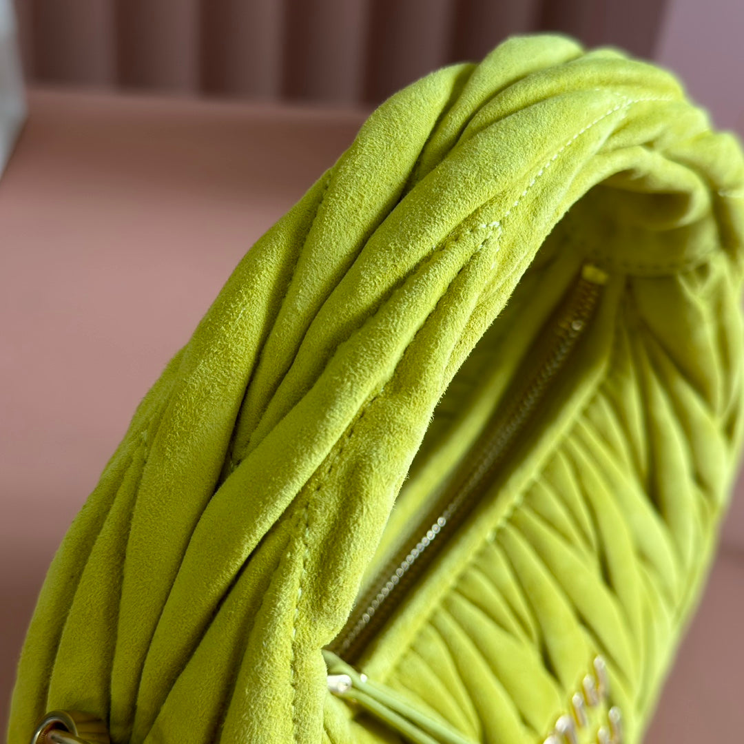 MM SUEDE HANDBAG 23 CHARTREUSE YELLOW