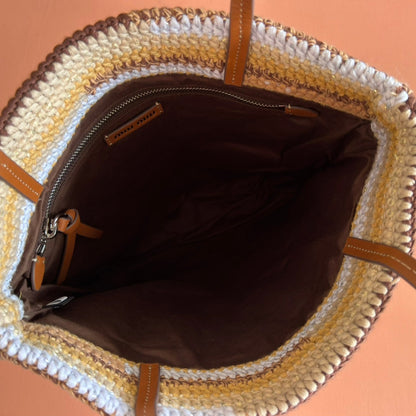 CROCHET TOTE BAG 38 IN NATURAL RAFFIA