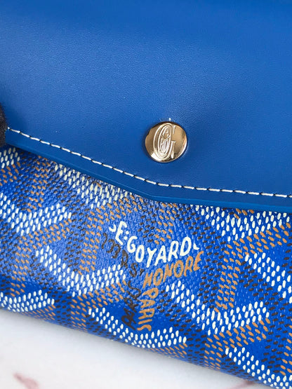 SAINT-GABRIEL WALLET 12 IN SAPPHIRE BLUE CALFSKIN AND GOYARDINE CANVAS