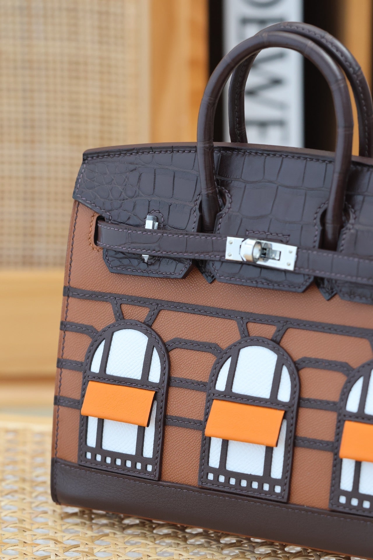 BIRKIN FAUBOURG TOUCH 20 IN CHOCOLATE MIX BRONZE BROWN CALFSKIN WITH SILVER HARDWARE (MADE-TO-ODER)
