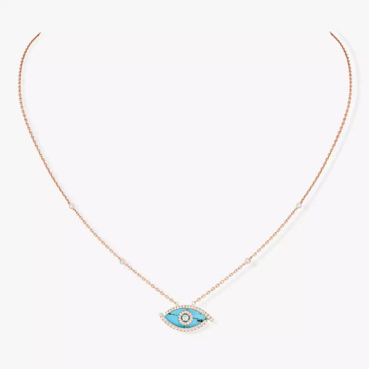 [AURORA]Lucky Eye Diamond Necklace in Rose Gold and Turquoise
