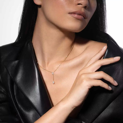 [AURORA]Gold Diamond Tie Necklace