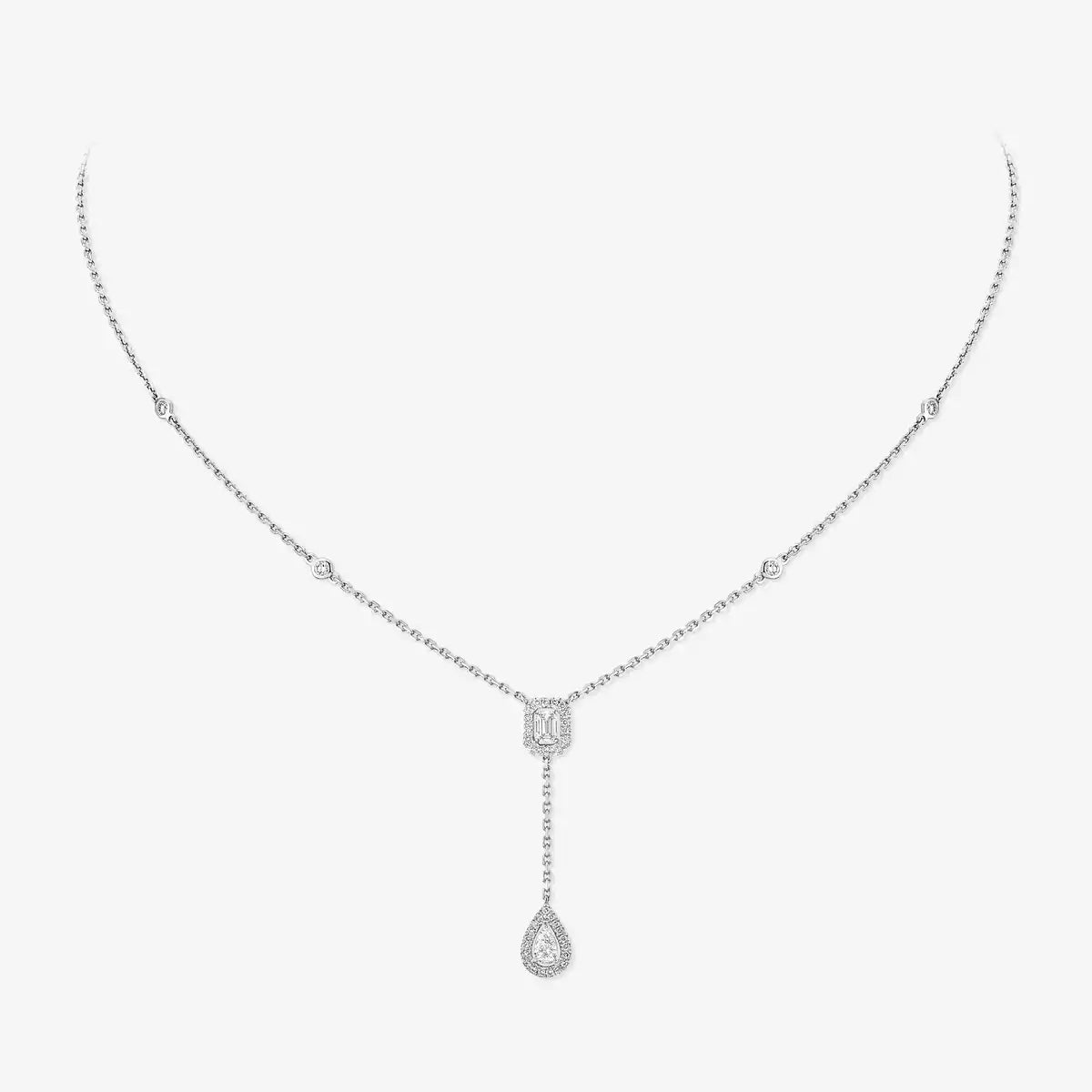 [AURORA]Gold Diamond Tie Necklace