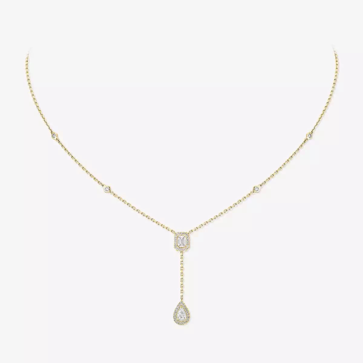[AURORA]Gold Diamond Tie Necklace