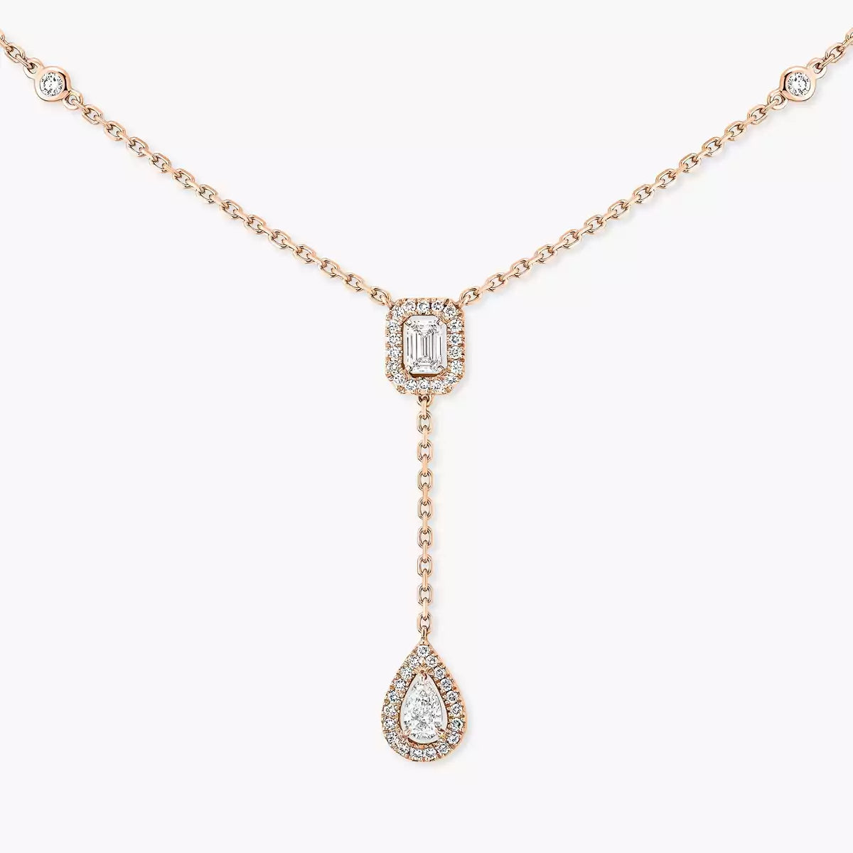 [AURORA]Gold Diamond Tie Necklace