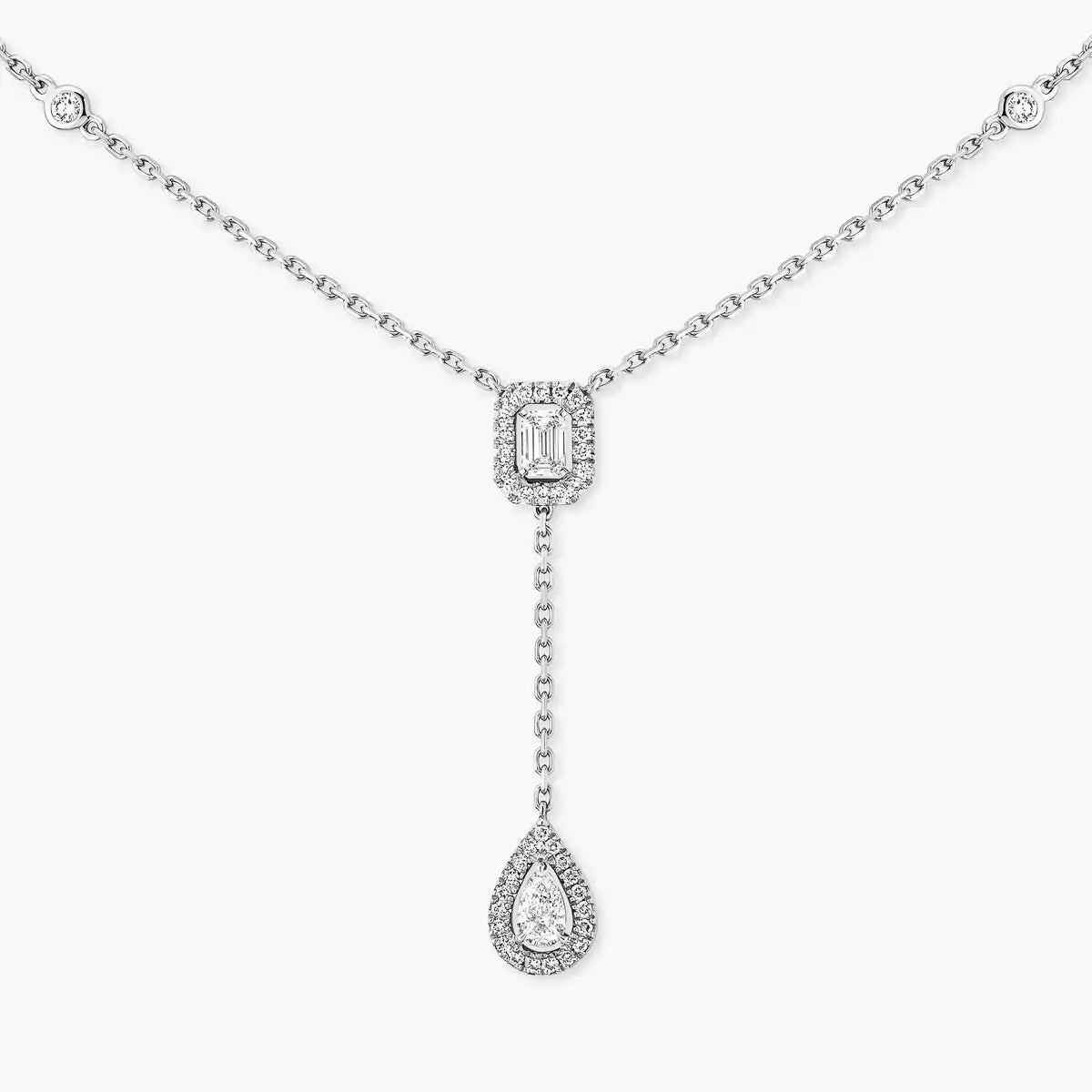 [AURORA]Gold Diamond Tie Necklace