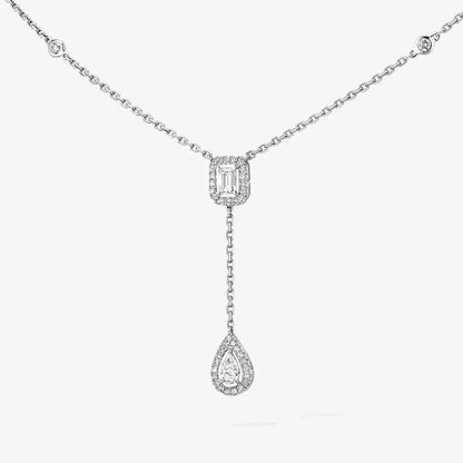 [AURORA]Gold Diamond Tie Necklace
