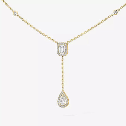 [AURORA]Gold Diamond Tie Necklace