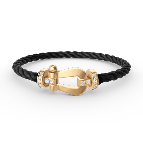 [AURORA]FORCE LARGE HORSESHOE HALF DIAMOND BRACELET GOLD