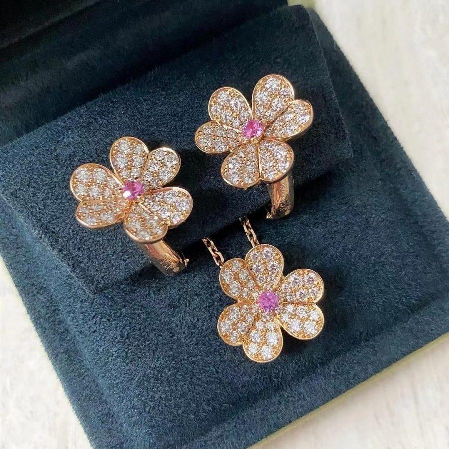 [AURORA]FRIVOLE PINK GOLD FLOWER DIAMOND EARRINGS