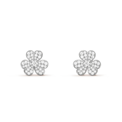 [AURORA]FRIVOLE SILVER FLOWER DIAMOND EARRINGS