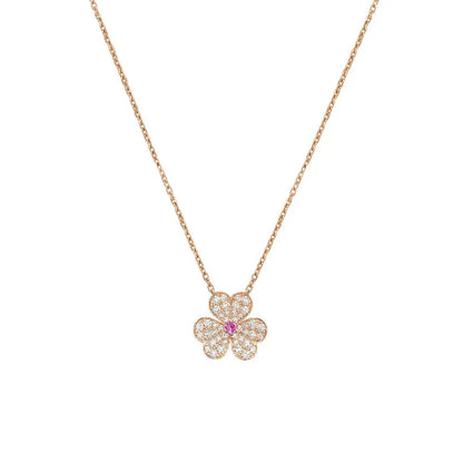 [basloveJW]FRIVOLE ROSÉGOLD-HALSKETTE MIT BLUMEN UND DIAMANTEN