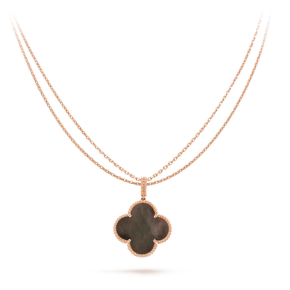 [AURORA]CLOVER 25MM GOLD DARK MOP BIG CLOVER NECKLACE