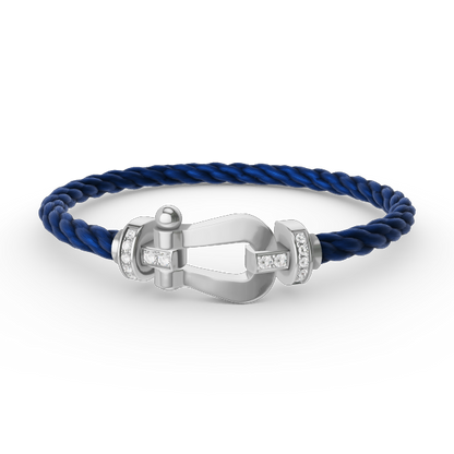 [AURORA]FORCE LARGE HORSESHOE HALF DIAMOND BRACELET SILVER